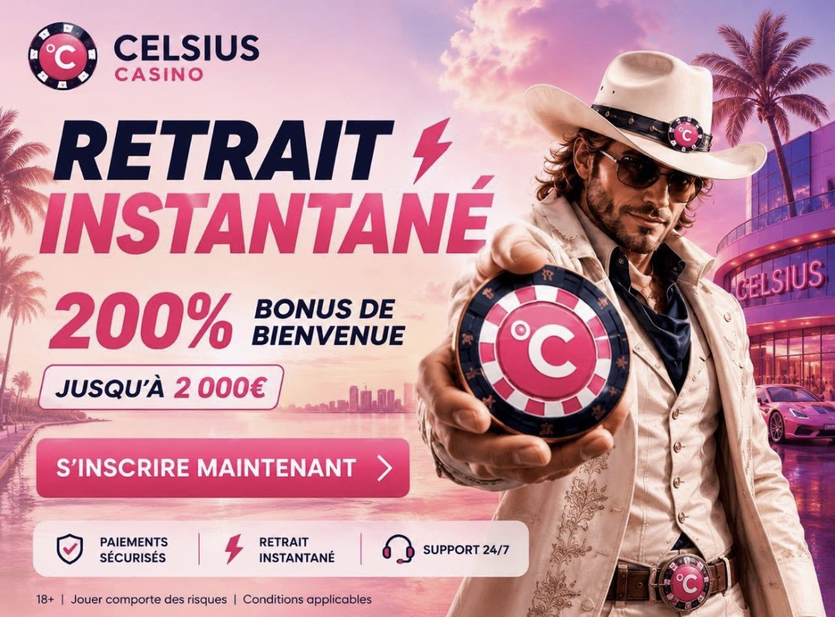 Celsius Casino — 200% bonus de bienvenue jusqu'à 2000€